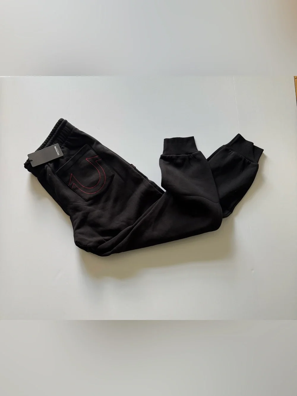 True Religion Warp Embroidered Jogger Pants Black Jet Mens Size M Retail $109NWT